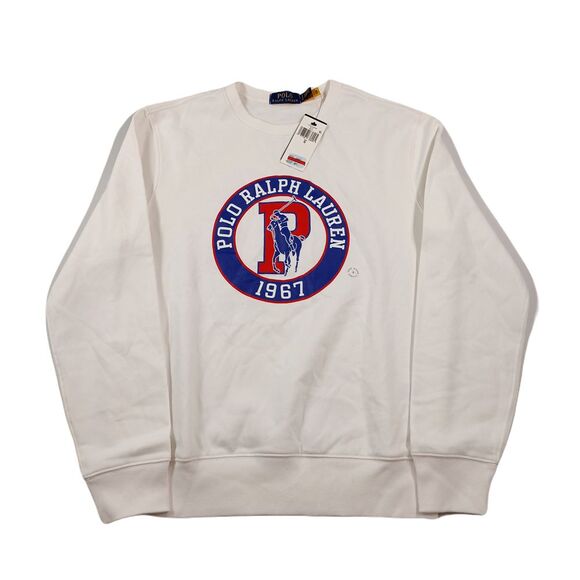 Polo Ralph Lauren Sweatshirt Mens Small White Polo Logo 1967‎ Fleece $148 - Picture 1 of 11